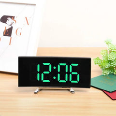 Curved Screen Digital Alarm Clock Temperature Date 2 Levels Brightness Adjustment Snooze Table Clock 12/24H Night Mode LED Clock