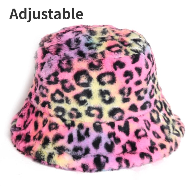 Winter Cow Leopard Faux Fur Fluffy Bucket Hats Women Outdoor Warm Sun Hat Soft Velvet Furry Fisherman Cap Girl Fashion Panama