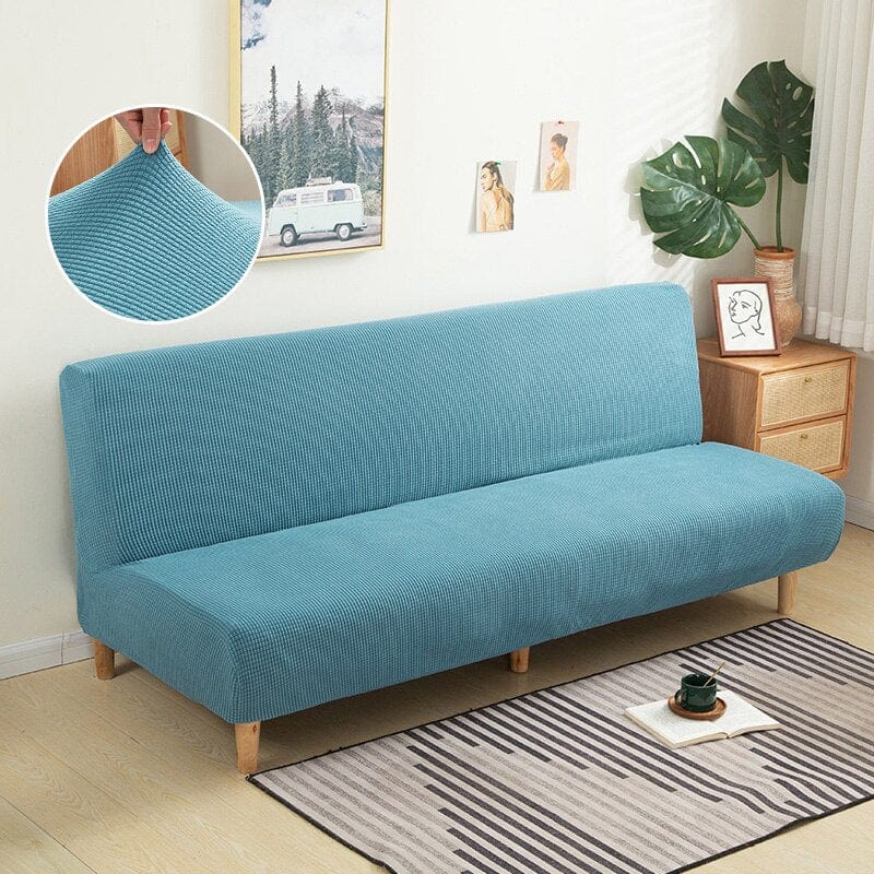 Polar Fleece Fabric Armless Sofa Bed Cover Solid Color Without Armrest Big Elastic Folding Furniture home Decoration Bench Cover