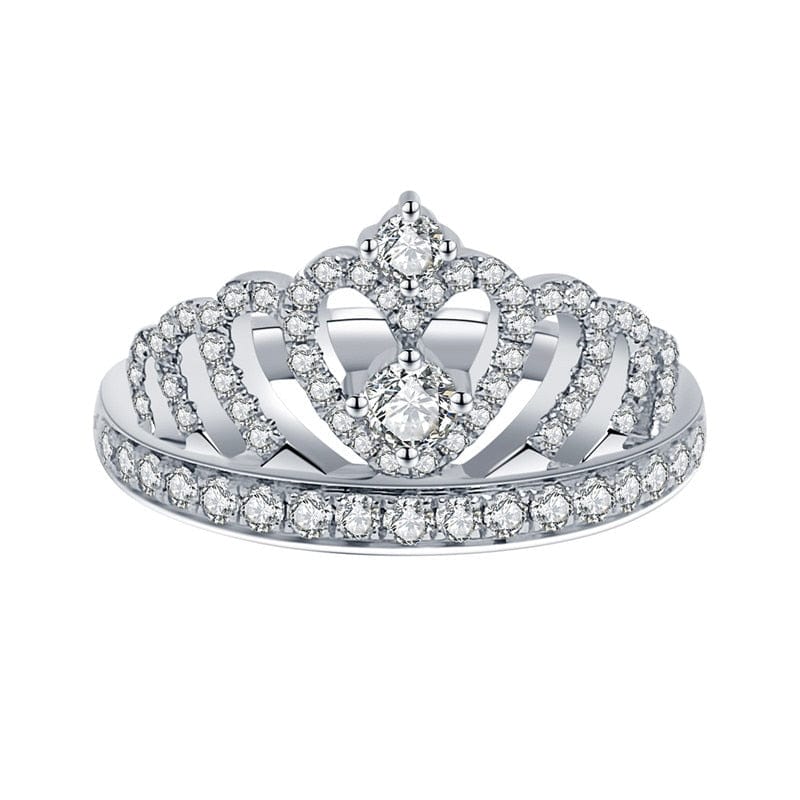 CC Women Rings Queen Crown Jewelry White Gold Plated Wedding Accessories Engagement Ring Anillos CC1568