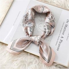 Female Silk Neck Scarf Letter D Print Square Hair Scarves Foulard Head Band Shawls And Wraps Neckerchief Bandana 70*70cm