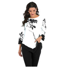 New 2023 Shirt Women Spring Summer Floral Printing Blouse 3/4 Sleeve Casual Hem Irregularity Female fashion shirt Tops Oversized