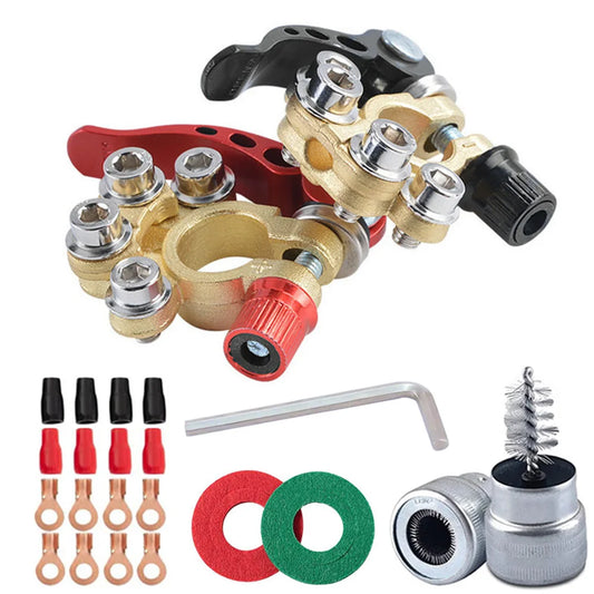Car Battery Terminals 1 Pair 12V 24V  Top Post Wire Cable Clamp Quick Release Terminal Connectors Copper Clip Screw Auto Parts