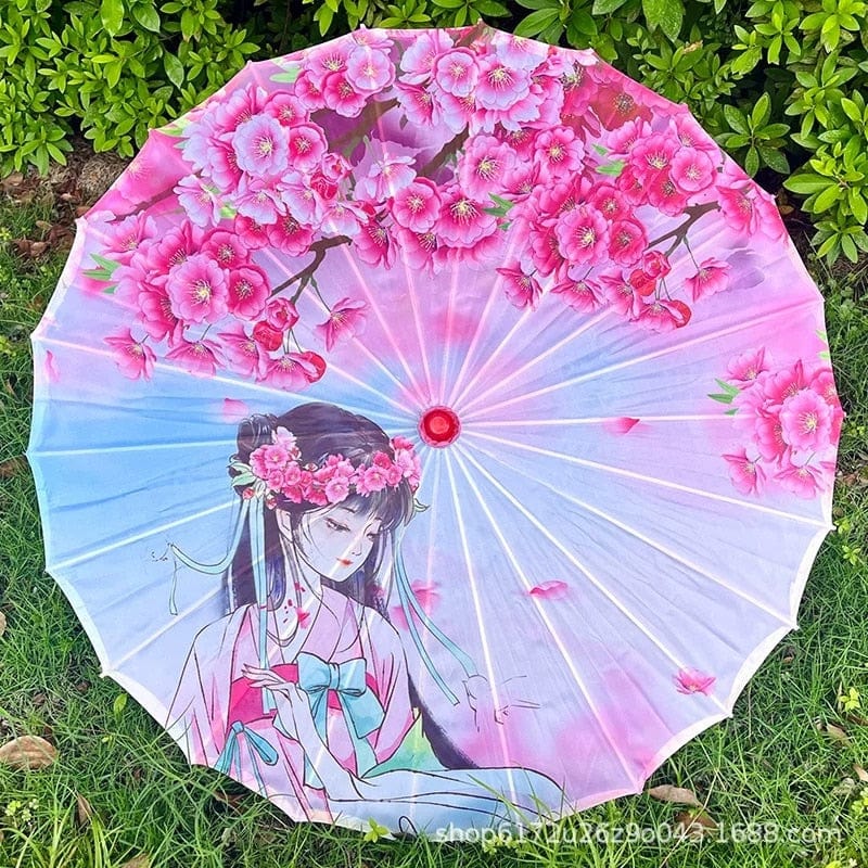 Silk Cloth Women Umbrella Japanese Cherry Blossoms Ancient Dance Umbrella Decorative Umbrella Chinese Style Oil Paper Umbrella