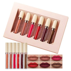 BEAUTY GLAZED 6Pcs/Set Professional Liquid Lipstick Lip Gloss Makeup Matte Sexy Kit Long Lasting Cosmetics Waterproof Maquiagem