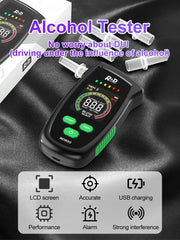 Alcohol Tester Rechargeable Digital Breath Tester Breathalyser Gas Alcohol Detector for Personal & Professional Use