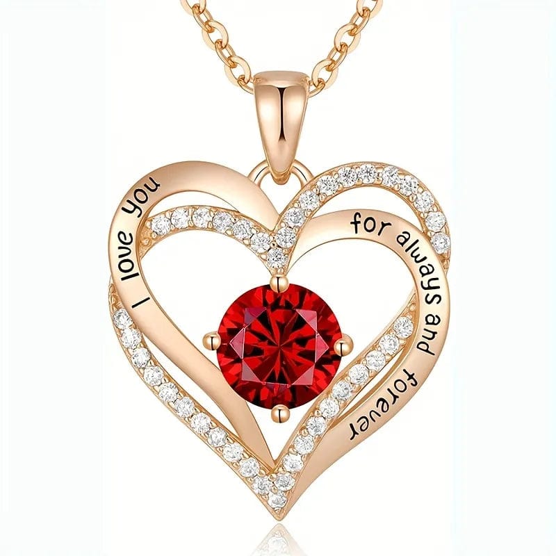 Luxury Red Zircon Pendant Necklaces With Rose Flower Gift Box For Girlfriend Women I Love You Gifts 2023 Trendy Wedding Jewelry