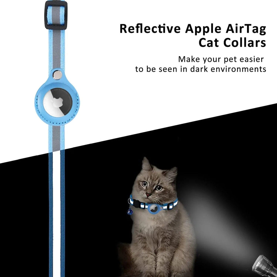 Gps Cat Collar Apple Airtag Tracker Protective Case With Bell Reflective Cat Necklace GPS Accessories Kitten Pet Products