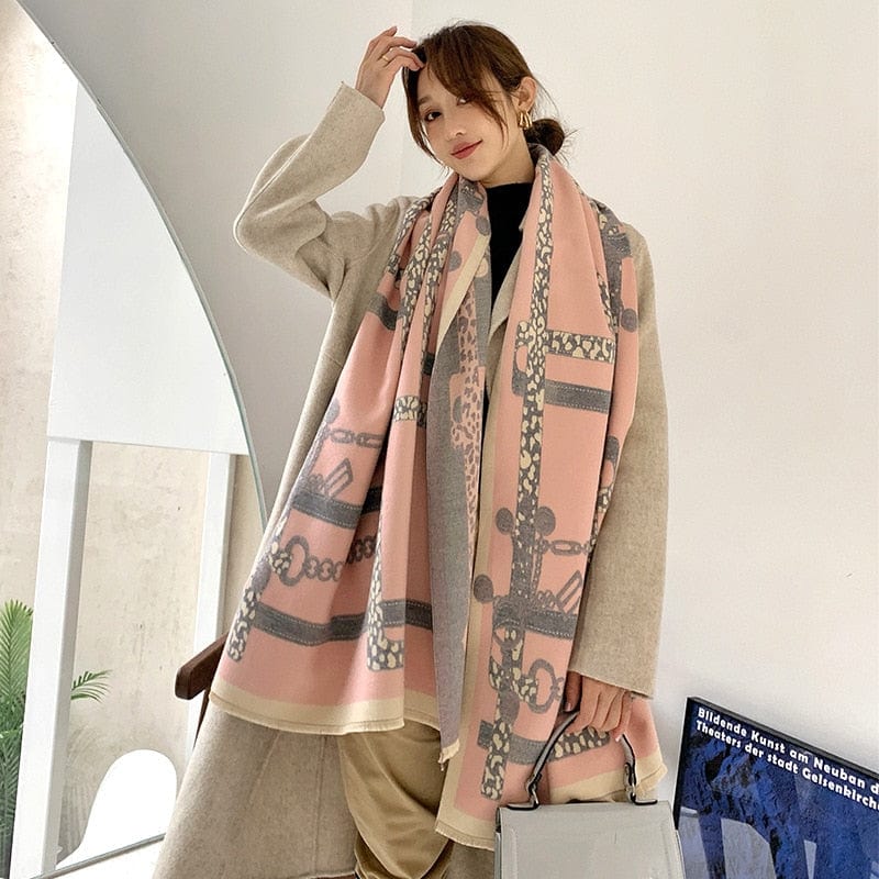 Luxury Winter Cashmere Scarf Women 2023 Design Warm Pashmina Blanket Horse Scarves Female Shawl Wraps Thick Foulard Bufanda