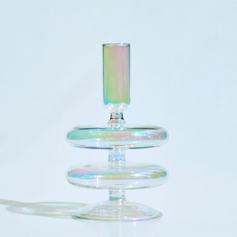 Handmade Colored Vintage Glass Candlestick candle holders Romantic Dinner Decoration for Home Wedding Taper Candle Holder Gift