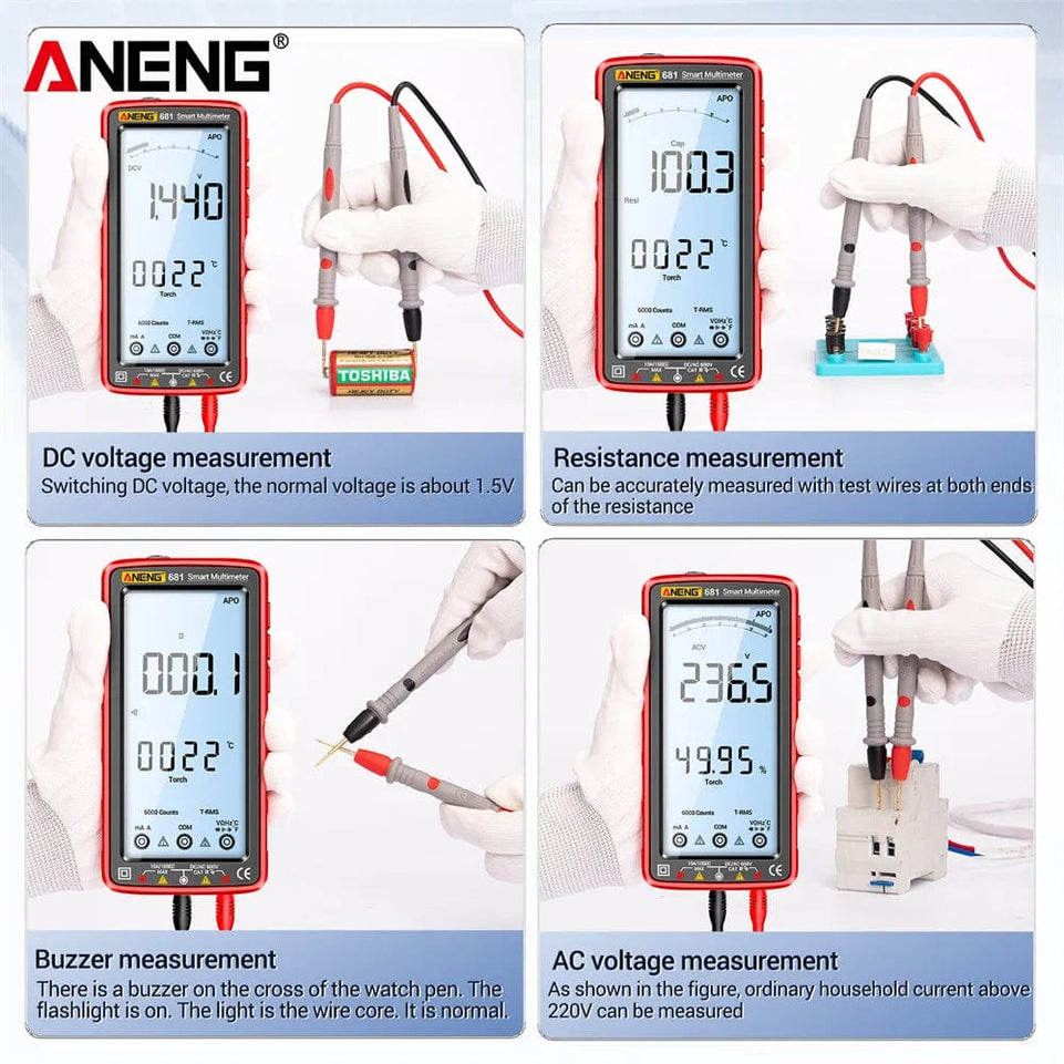 Digital Multimeter Professional, ANENG 681 Rechargeable Non-contact Voltage,Tester AC/DC  LCD Screen Current Tester