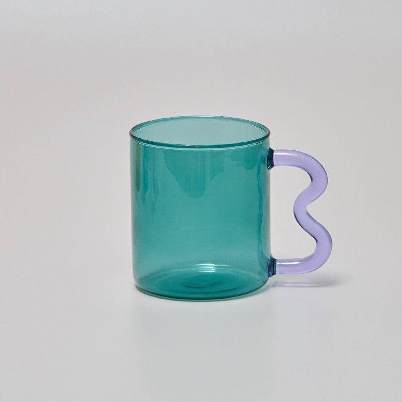 Colored Glass Cups Original Design Colorful Waved Ear Glass Mug Handmade Simple Wave Coffee Cup for Hot Water - Wowza