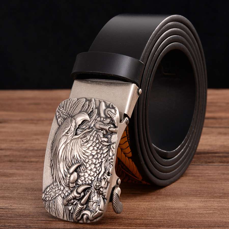 Men's Leather Belts Belts for Men Genuine Leather Ratchet Belt Automatic Buckle Wide:35mm Men Automatic Buckle Belt