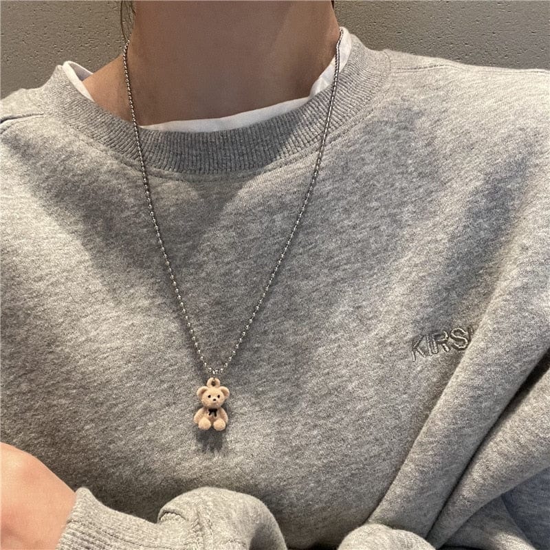 2021 Trendy Flocking Bear Pendant Necklaces For Women Men Couple Lovers Popular Animal Pendant Necklace Fashion Jewelry Gifts