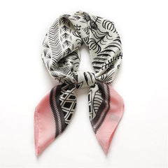 Female Silk Neck Scarf Letter D Print Square Hair Scarves Foulard Head Band Shawls And Wraps Neckerchief Bandana 70*70cm