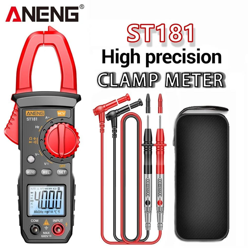 ANENG ST181 Clamp Meter Digital Multimeter DC/AC Current 4000 Counts Ammeter Voltage Tester Car Amp Hz Capacitance NCV Ohm Test