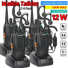 2/4PCS 12W Walkie Talkie Dual Band Portable Long Range Standby UHF 400-470MHz USB Ham Two Way Radio for Hunting