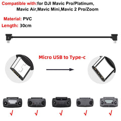 Data Cable OTG Remote Controller to Phone Tablet Connector USB TypeC IOS Extend for DJI Mavic MINI/2/3 Pro/SE/Pro/Air/Mavic 2/3