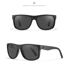 Polarised Sunglasses Men Sports Tridimensional Brand Logo TR90 Square Sun Glasses All Black With Zipper Case KD0721