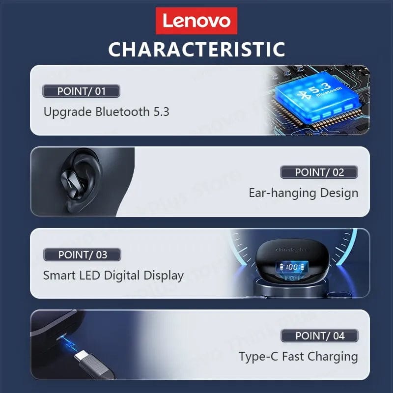 Lenovo LP75 Bluetooth 5.3 Earbuds TWS Wireless Sport Headphones LED Digital Display HiFi Stereo Noise Reduction Gaming Earbuds