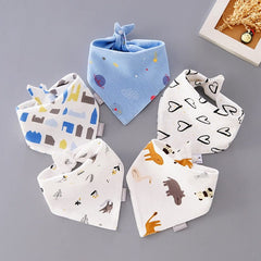 5Pcs/Set Baby Bibs Triangle Double Cotton Bandana Bibs Baby Boys Girls Babador Feeding Smock Infant Burp Cloth Baby Saliva Towel