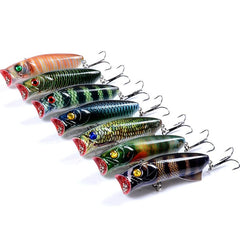 1pc Floathing Lure Topwater 3D Printed Popper Fishing Lure 7.8cm 11.5g Hard Bait Plastic Fishing Tackle Crankbait 7 Colors