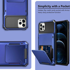 For iPhone 14 13 Pro Max 13 Mini 13 Pro 2022 Card Slots Wallet Case Cover Slide Armor Wallet Card Slots Holder for iPhone 13