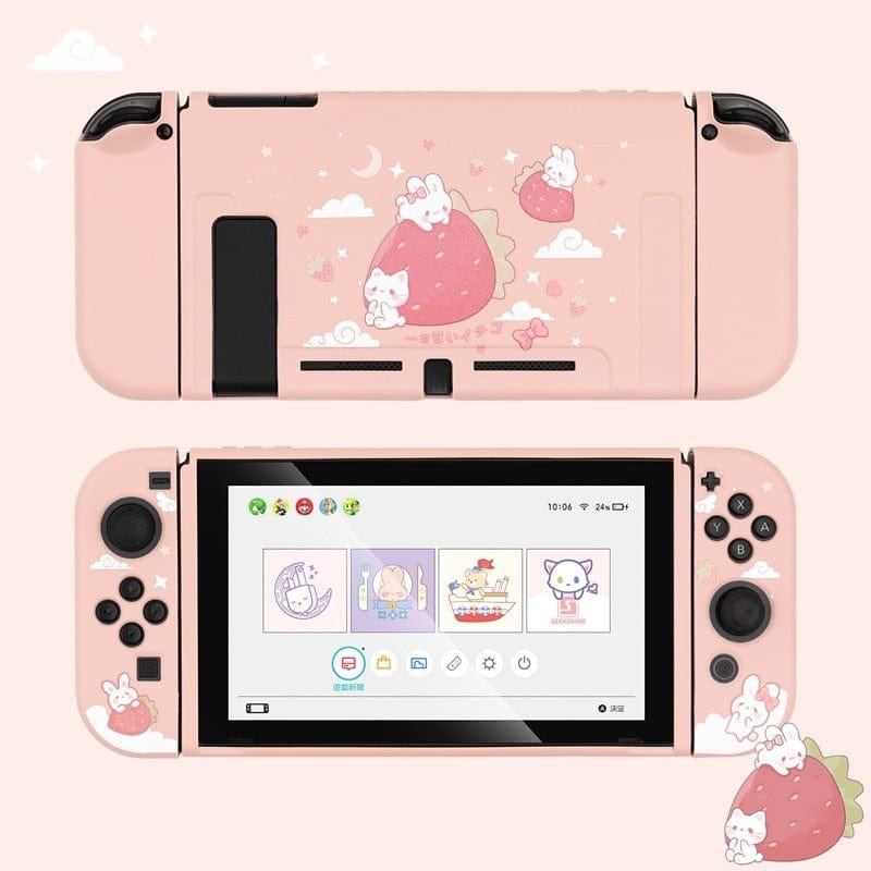 GeekShare Case Cute Steamed Bread Rabbit Cartoon Soft Full Cover Back Girp Shell For Nintendo Switch Accessories