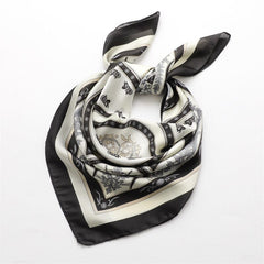 Female Silk Neck Scarf Letter D Print Square Hair Scarves Foulard Head Band Shawls And Wraps Neckerchief Bandana 70*70cm