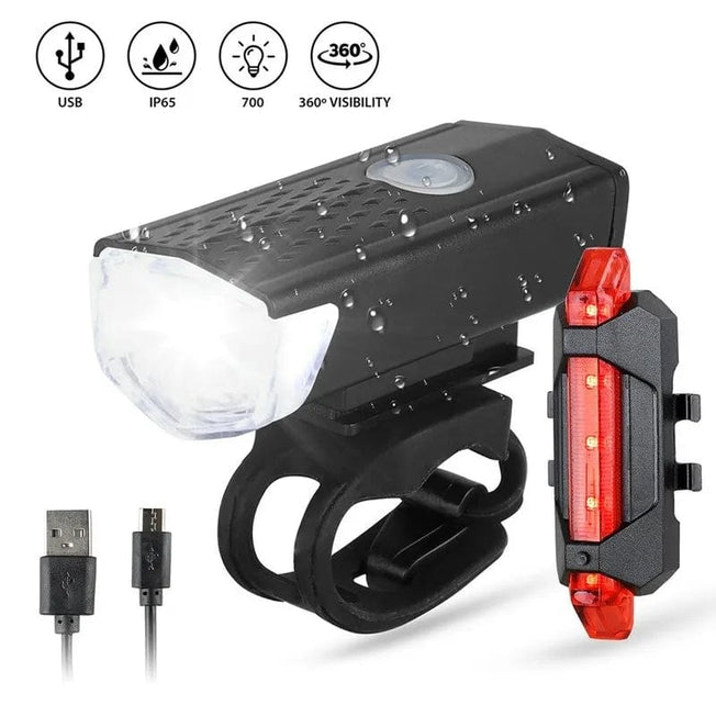 Bike Bicycle Light USB LED Torch Rechargeable Set MTB Road Bike Front Back Headlight Lamp Flashlight Cycling Light Cycling Accessories