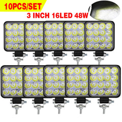 10 Pcs Work Light LED Car Front Fog Light 9-30V 42W 14LED 48W 16SMD Truck SUV 4X4 4WD Engineering Headlights Off-road Headlamp