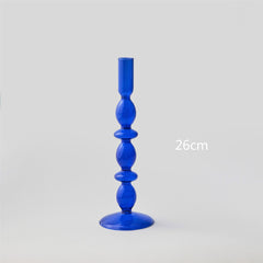 Blue Glass Candlesticks for Wedding Birthday Holiday Home Decoration Morden Decorative Glass Candle Holder 1PC