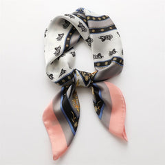 Female Silk Neck Scarf Letter D Print Square Hair Scarves Foulard Head Band Shawls And Wraps Neckerchief Bandana 70*70cm