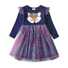 Kids Autumn Winter Dresses for Girls Star Sequins Princess Dress Girl Long Sleeve Party Vestidos Girls Dress Children Clothing