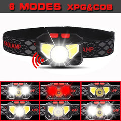 LED Sensor Headlamp USB Rechargeable Headlight Led Head Torch Camping Search Light Head Flashlight for Fishing Lantern