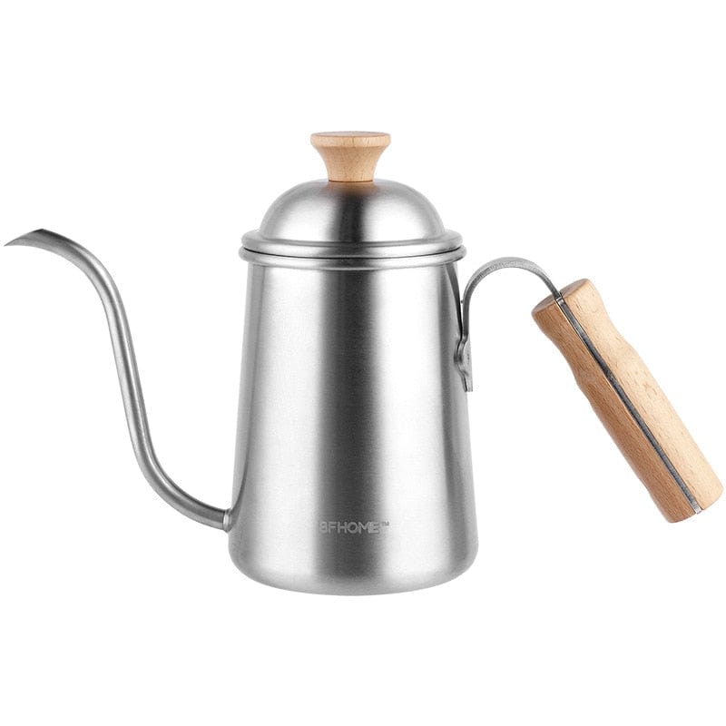 Coffee Hand Brewing Pot Wooden Handle 304 Non-stick Coat Food Grade Stainless Steel Fine Mouth Brew Pot Outdoor Coffee Make Tool - Wowza