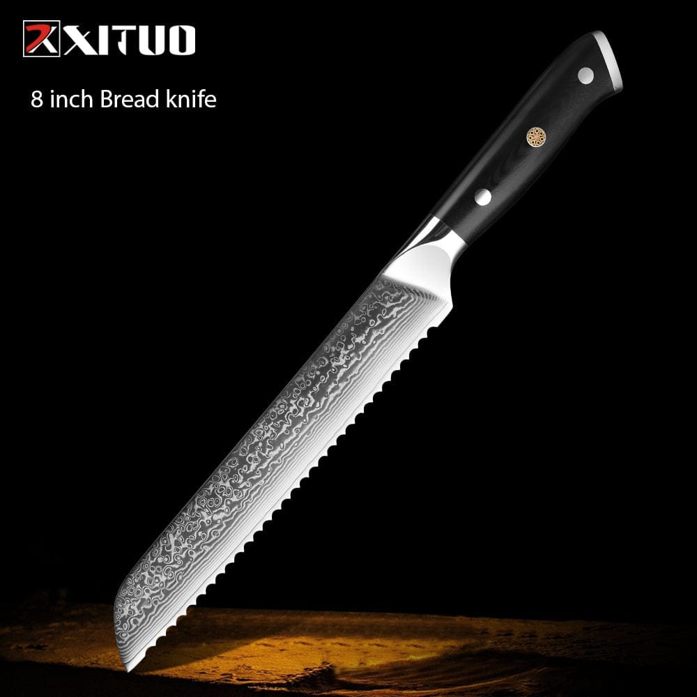 XITUO Damascus kitchen Knife 1-9PC 67 layers Japan Damascus steel Chef knife Sharp Sankotu Cleaver Boning Paring knife G10 handl - Wowza