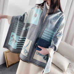 Luxury Winter Cashmere Scarf Women 2023 Design Warm Pashmina Blanket Horse Scarves Female Shawl Wraps Thick Foulard Bufanda