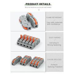 Quick Splicing Multiplex Butt Wire Connector Compact Electrical Cable Terminal Block Home Wiring Connectors Junction Box