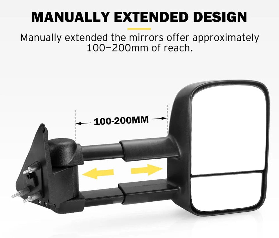 SAN HIMA Towing Side Rearview Mirror Extendable Towing Mirrors for Nissan Patrol GU Y61 1997- 2016