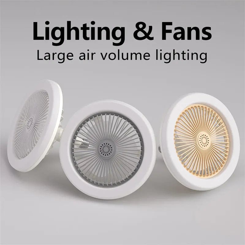 E27 Ceiling Fan 30W E27 Fitting Lighting Lamp with Remote Control for Bedroom Living Home Silent AC Fan