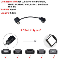 Data Cable OTG Remote Controller to Phone Tablet Connector USB TypeC IOS Extend for DJI Mavic MINI/2/3 Pro/SE/Pro/Air/Mavic 2/3