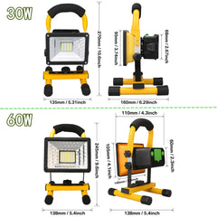 Floodlight 30W LED Portable Rechargeable Waterproof Spotlight Battery Powered Searchlight Outdoor Work Lamp Camping Lantern