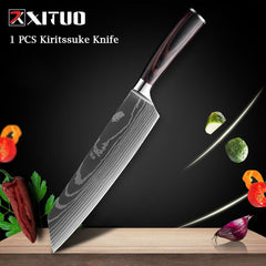 XITUO Chef knife 1-10 Pcs Set Kitchen Knives Laser Damascus Pattern Sharp Japanese Santoku Knife Cleaver Slicing Utility Knife - Wowza