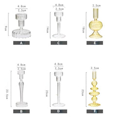 Vintage Glass French Style Candlestick Crystal Glass Candle Holders Simple Wedding Romantic Candlelight Dinner Home Decoration