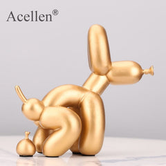 Animals Figurine Resin Cute Squat Poop Balloon Dog Shape Statue Art Sculpture Figurine Craftwork Tabletop Home Decor Accessories