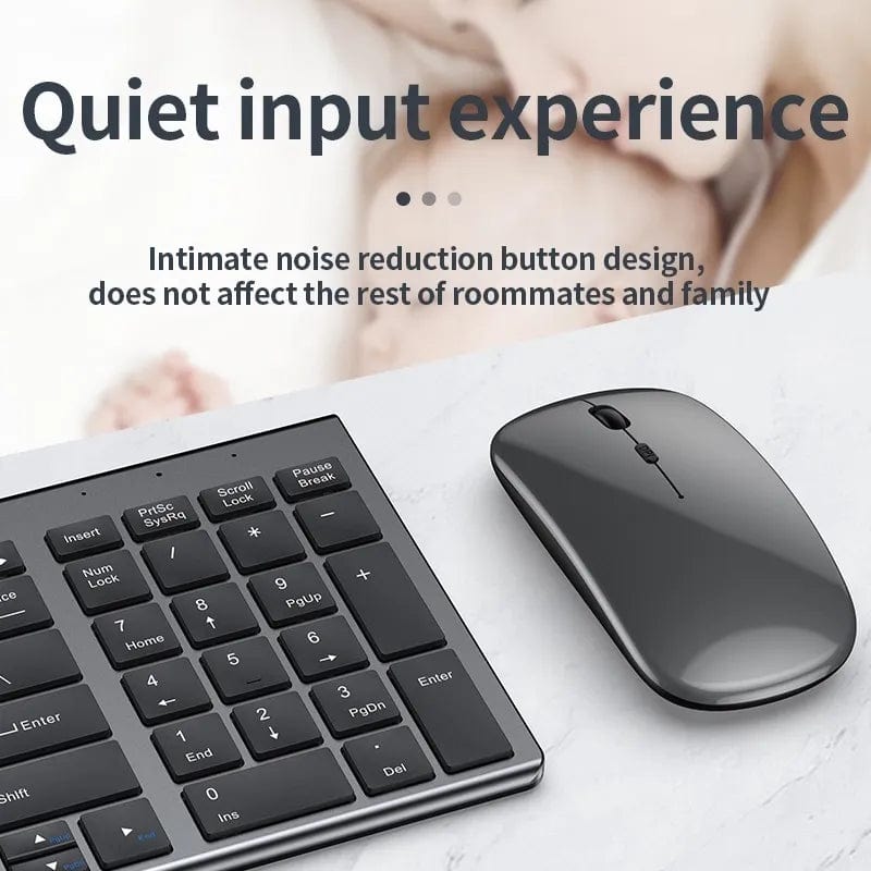 Slim Rechargeable Bluetooth Keyboard and Mouse Set for Laptop Computer 2.4G USB Wireless Keyboard and Mouse Combo