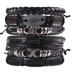 Vintage Leather Bracelet For Men Woven Set Ornament Bracelet Punk Style Men's Combo DIY Multi-layer Charm Bracelet Jewelry