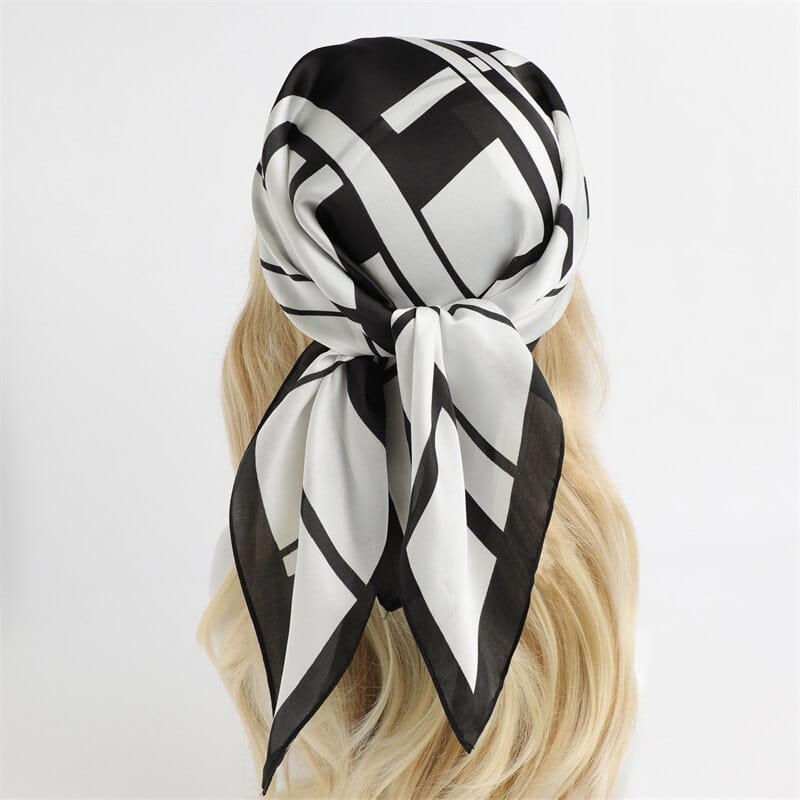 Female Silk Neck Scarf Letter D Print Square Hair Scarves Foulard Head Band Shawls And Wraps Neckerchief Bandana 70*70cm