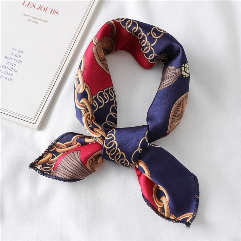 Women Small Satin Silk Scarf Square Print Wrap Foulard Femme Handkerchief Bandana Neck Hair Skinny Tie Scarves Shawls